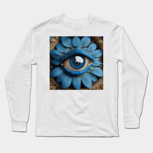 [AI Art] Eye Of Forget-Me-Not, Art Deco Style Long Sleeve T-Shirt